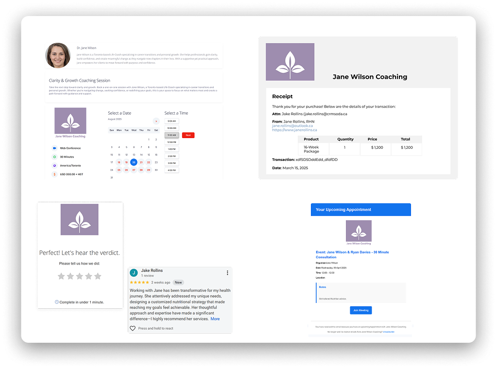 Client easily booking coaching sessions online with CreamSoda scheduling tools