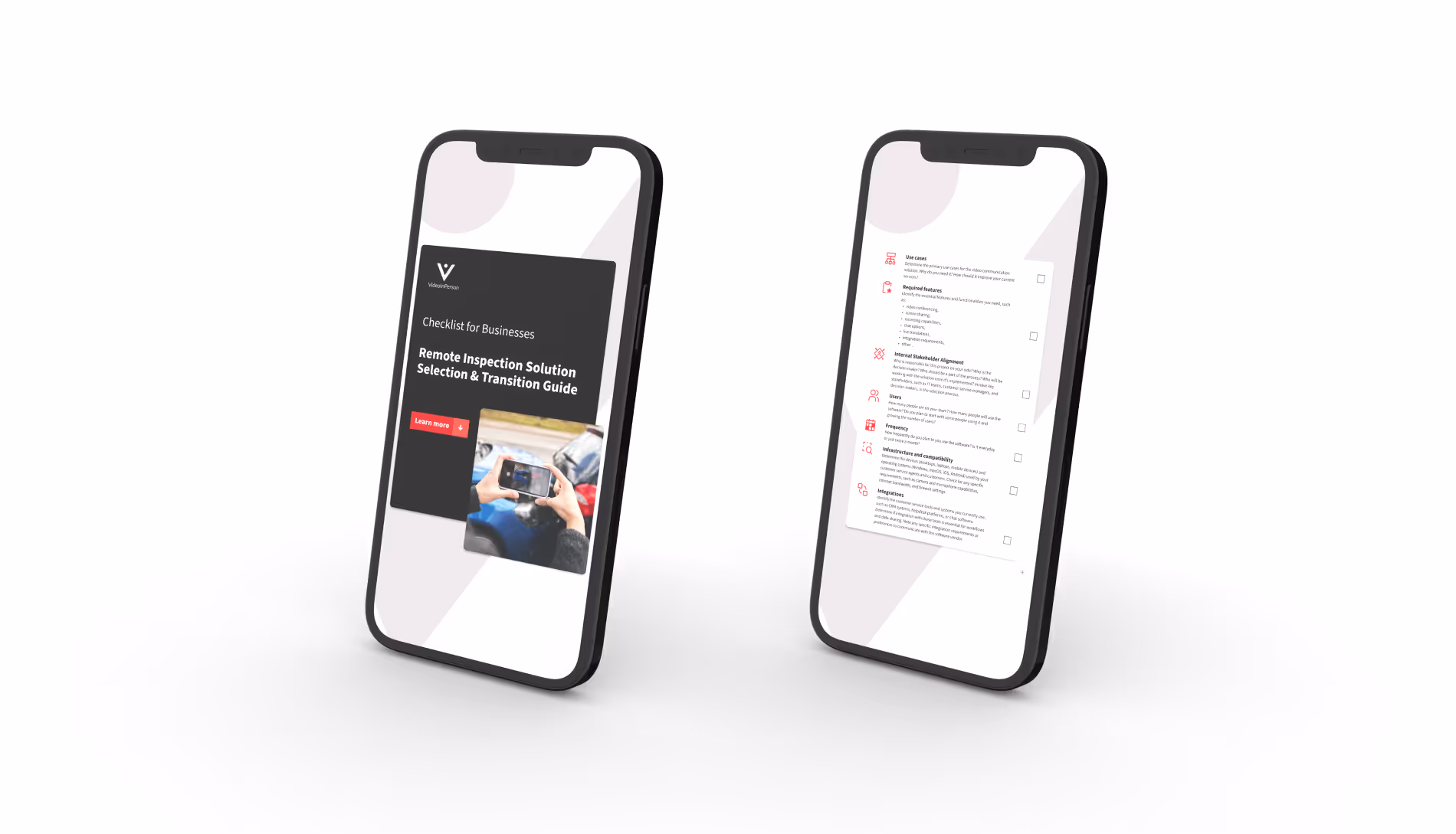 phone view of the remote inspection solution selection and transition checklist