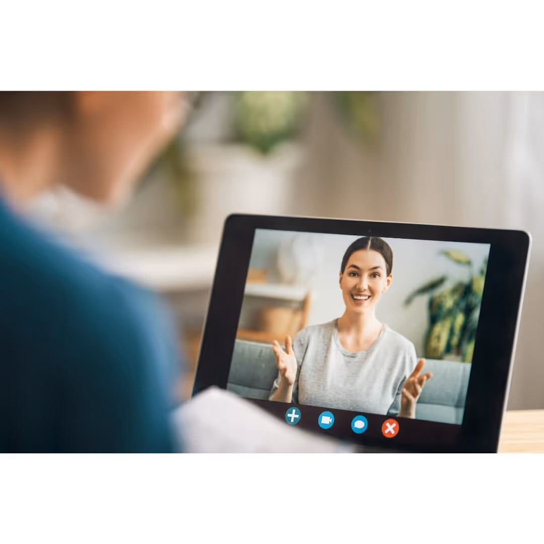 Two people on a video call