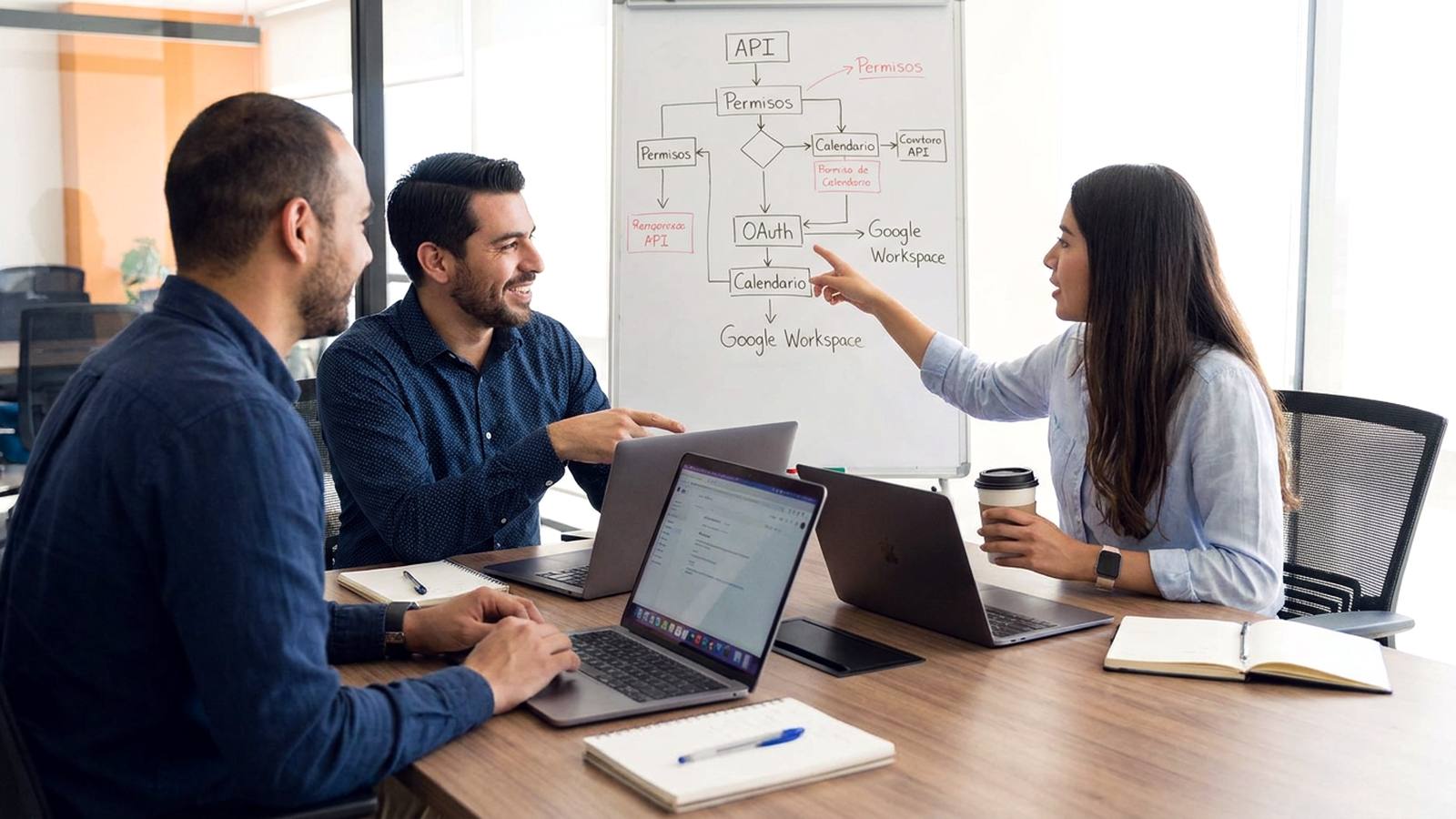 Equipo de IT definiendo el modelo de permisos y OAuth de una integración con Google Workspace