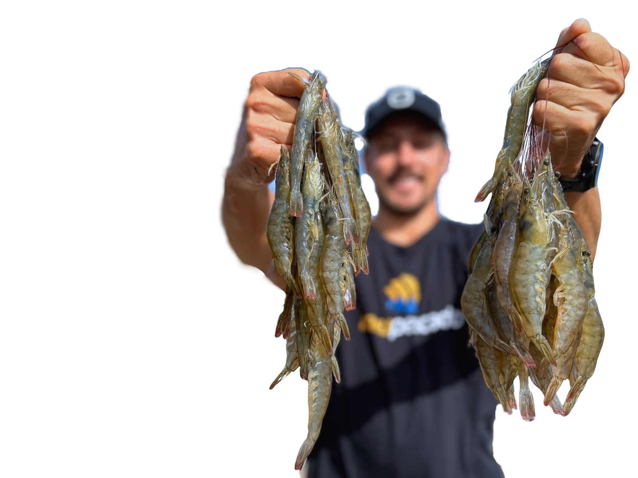 Produtor segurando celular com app Meu Pescado