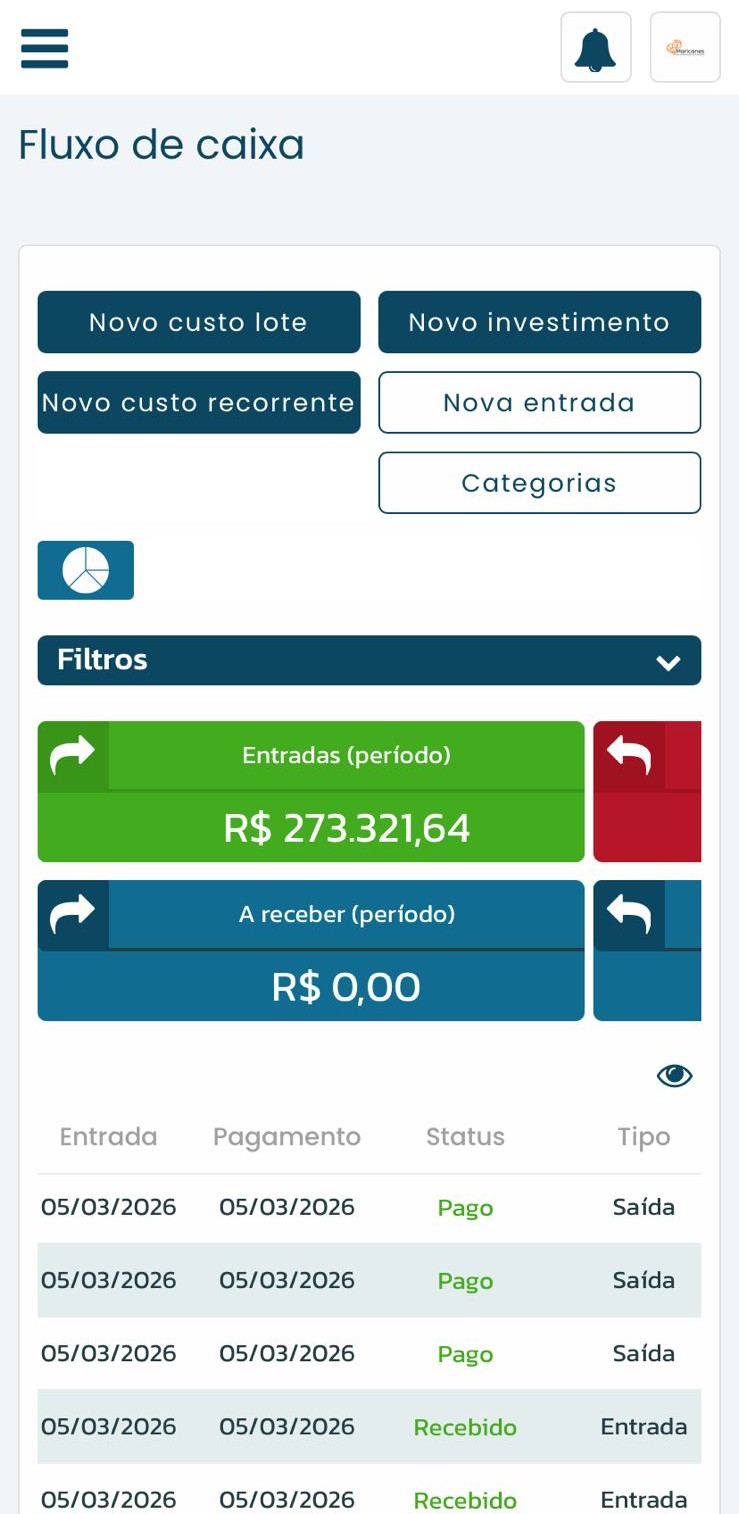 Aplicativo de fluxo de caixa