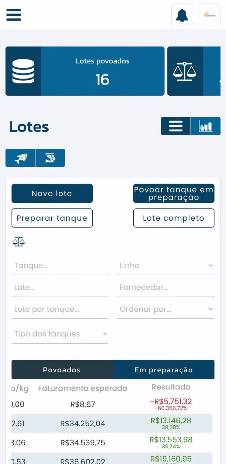 Tela de aplicativo