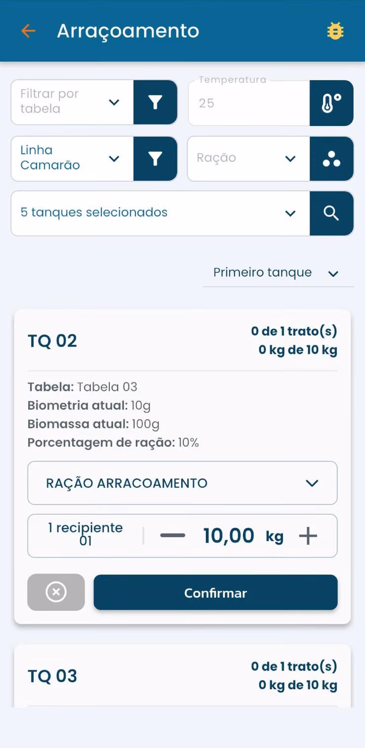 Tela de aplicação móvel