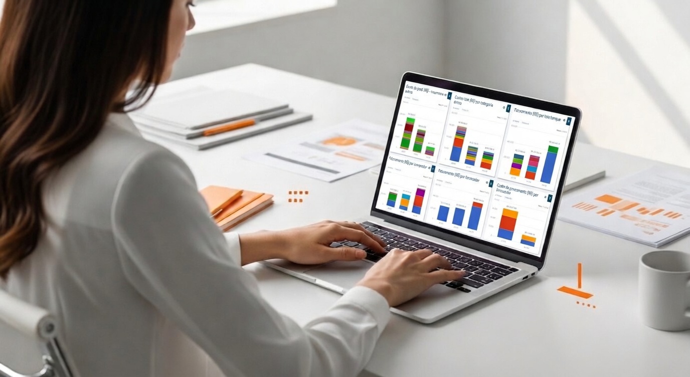 Mulher digitando em laptop