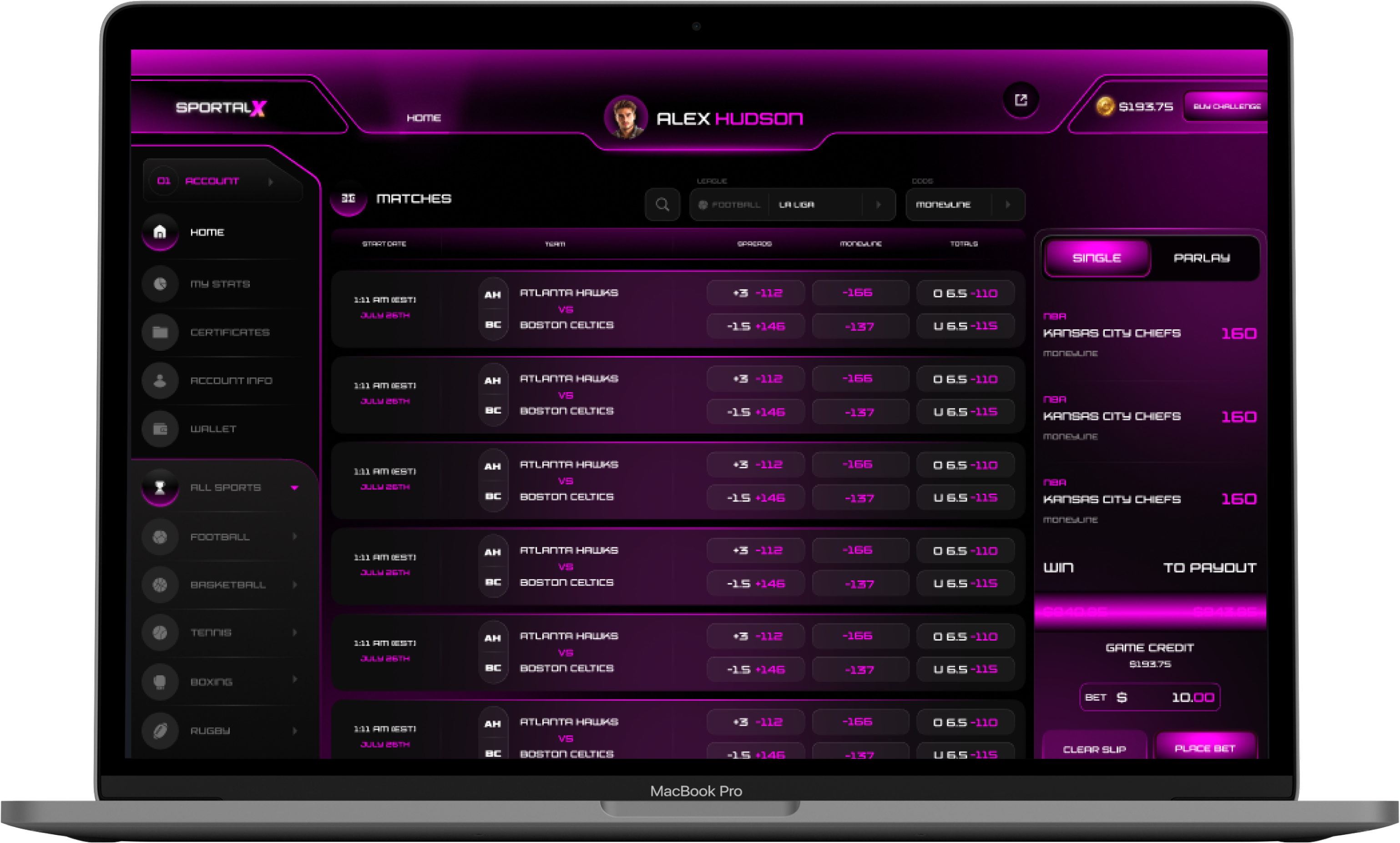 Sports Prop Dashboard Design 2