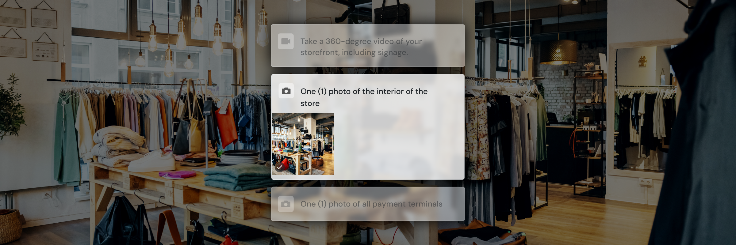 Virtual inspection app taking a photo of store inventory