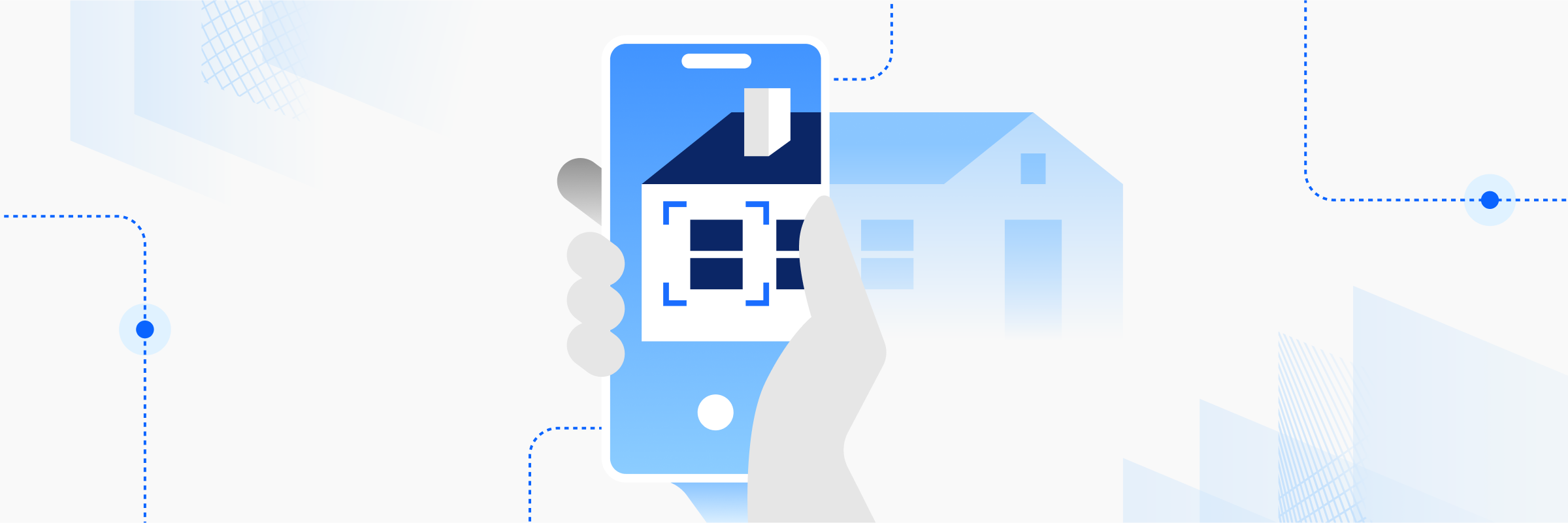 Graphic of a hand taking a picture of a home renovation for a virtual draw inspection