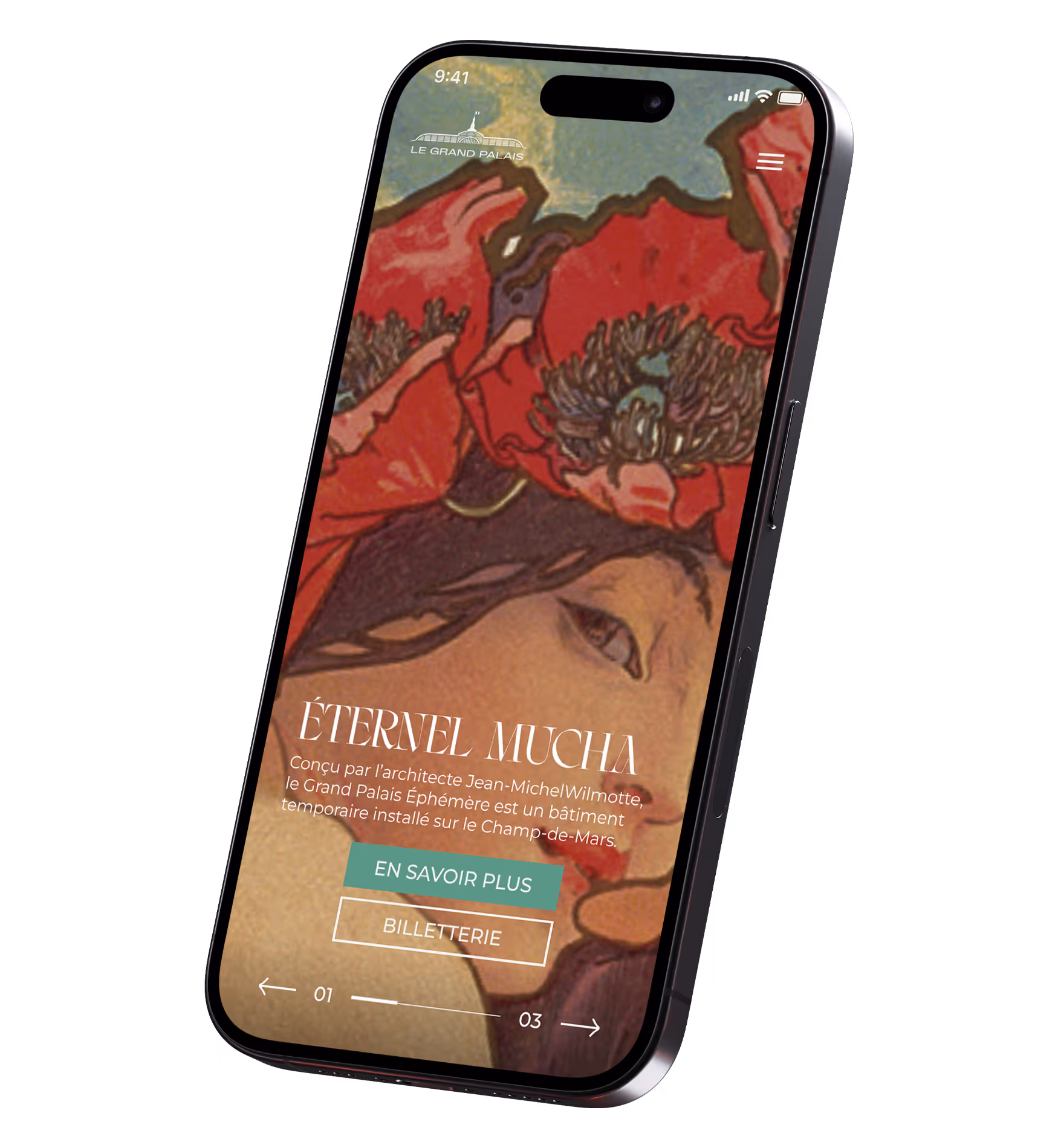 Mockup de la version mobiel du grand palais de paris