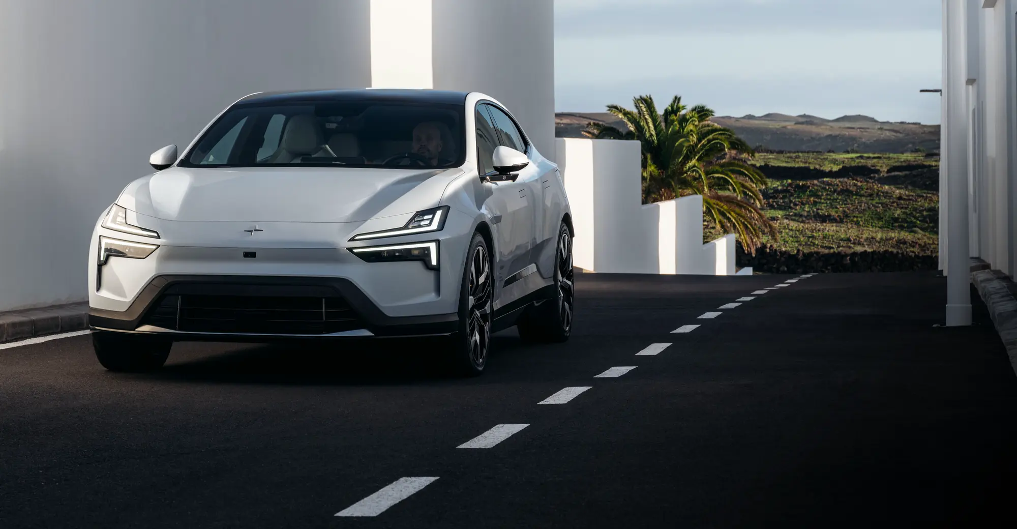 A Polestar car driving