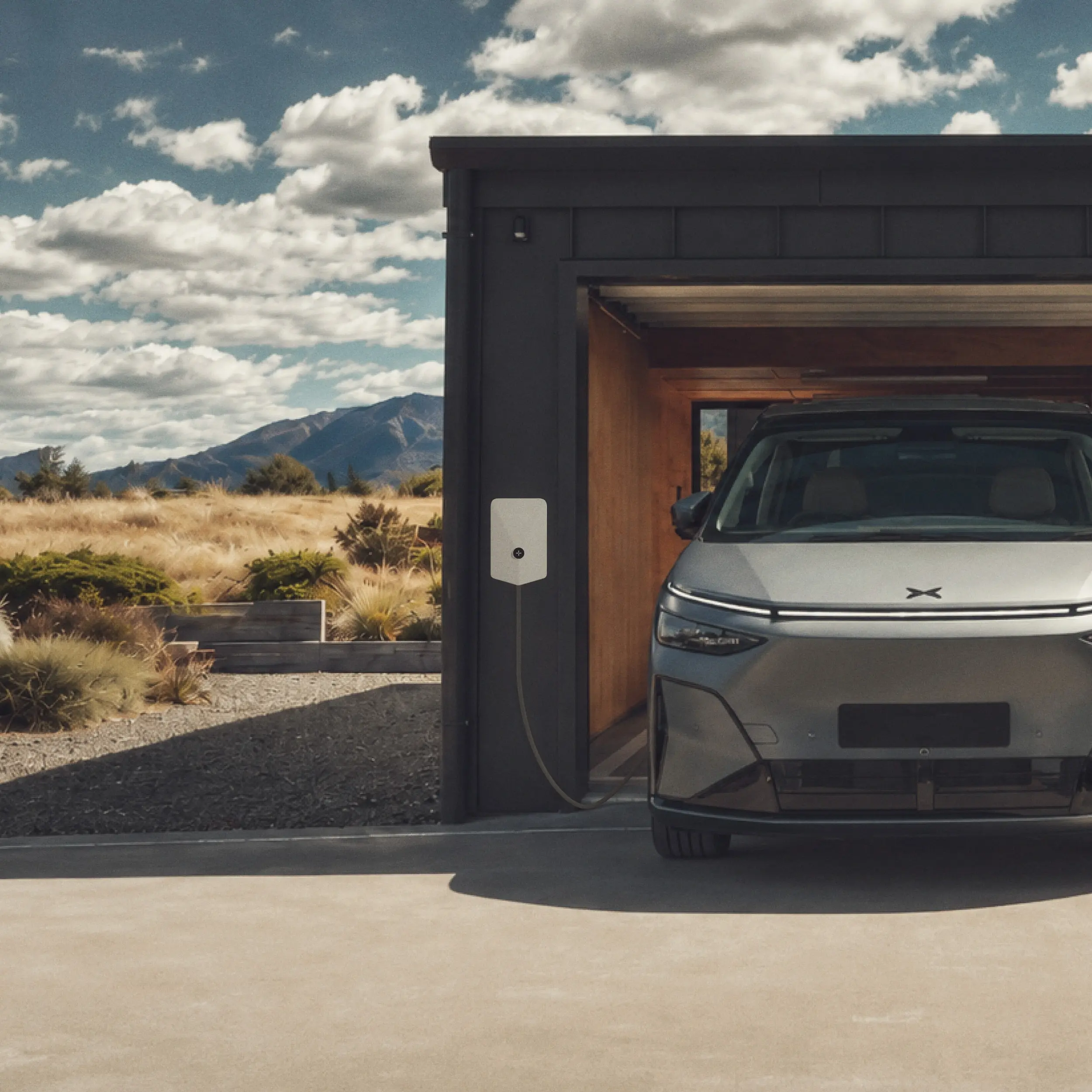An XPENG G6 chages using an Evnex EV charger
