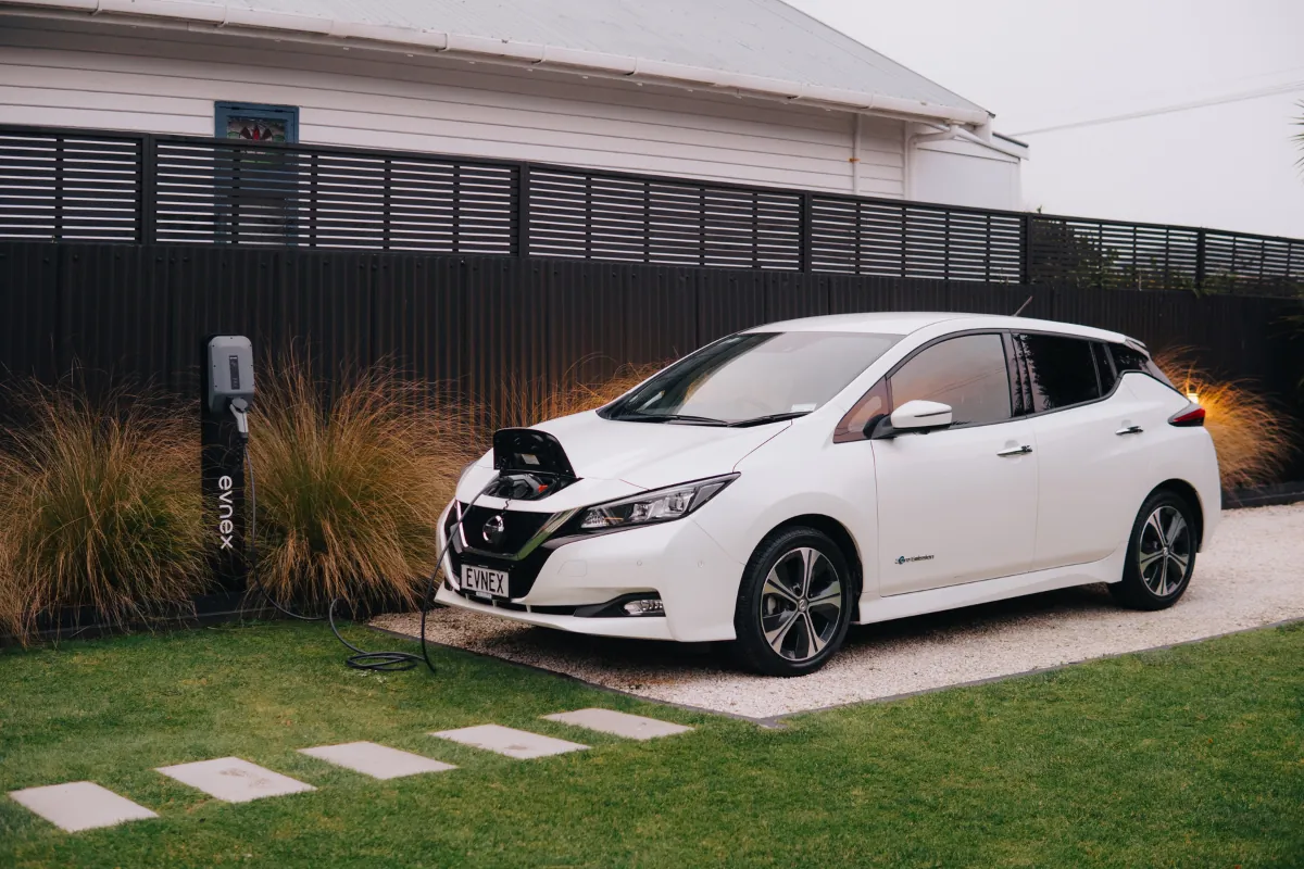Nissan Leaf charging with an Evnex home EV charger