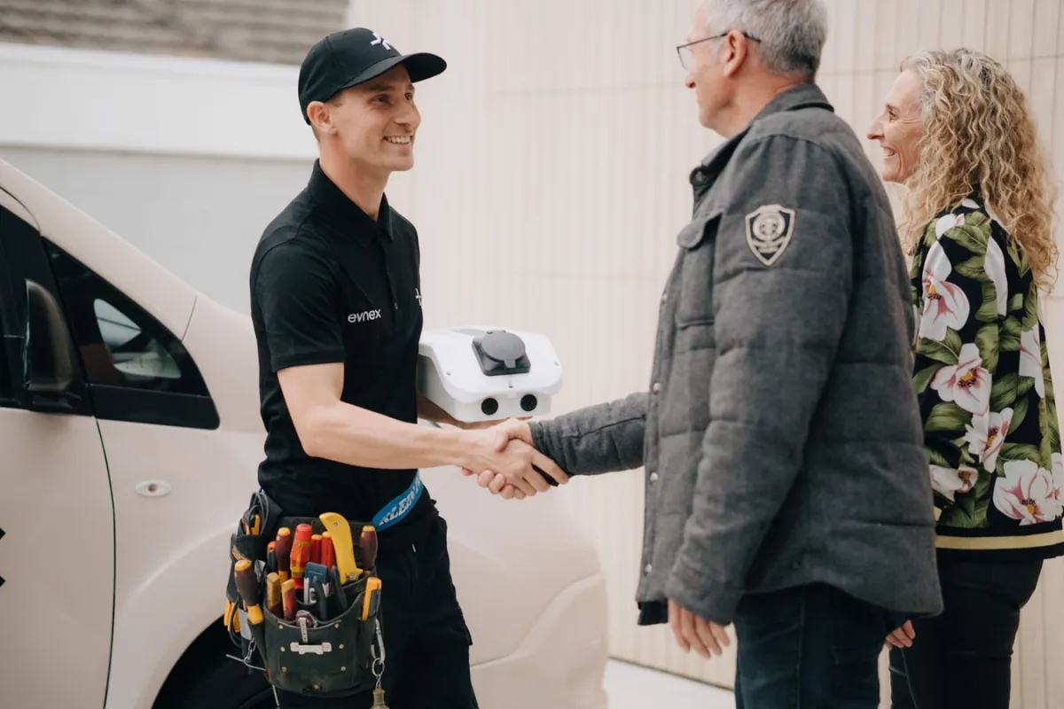 Electrician installing an Evnex EV charger