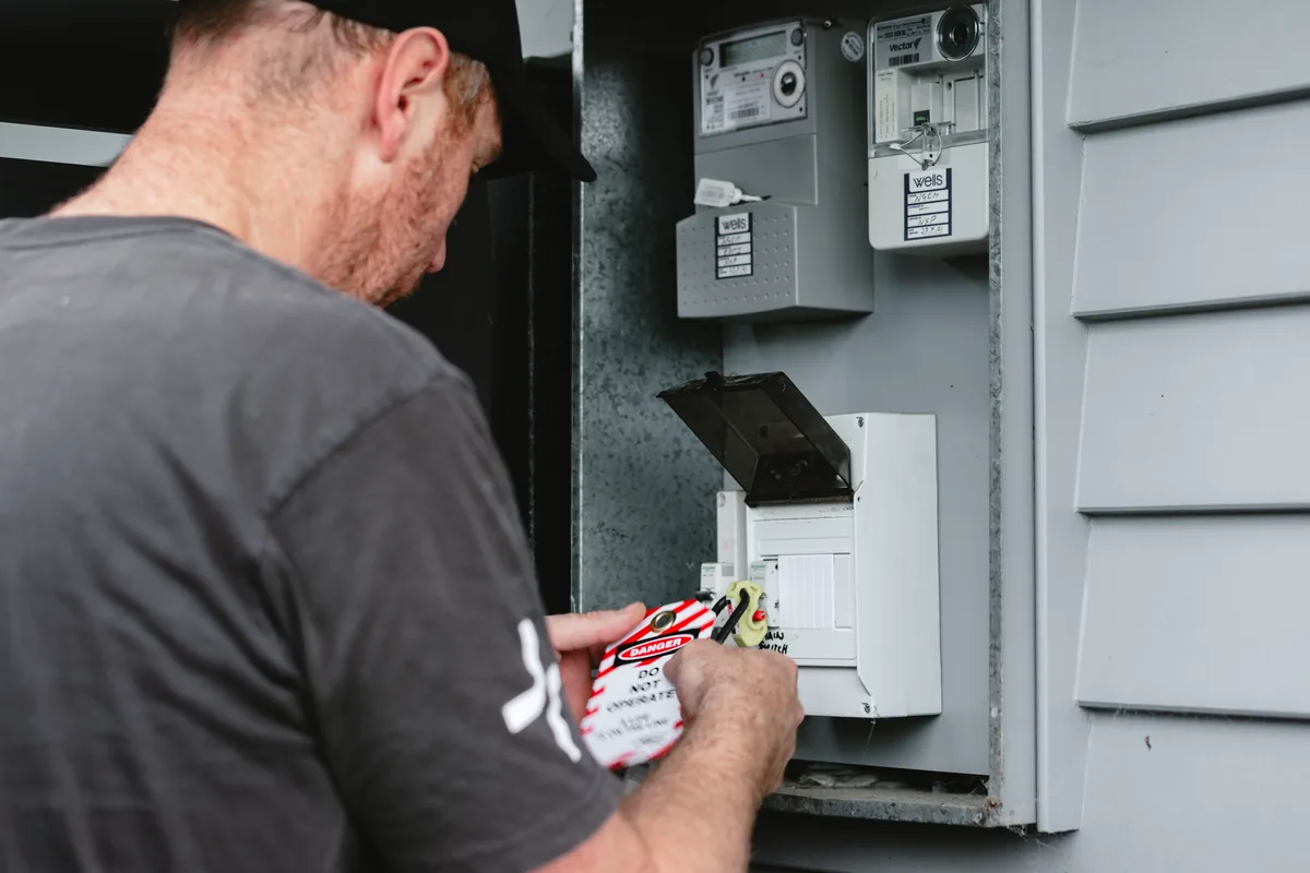 Electrician working on site