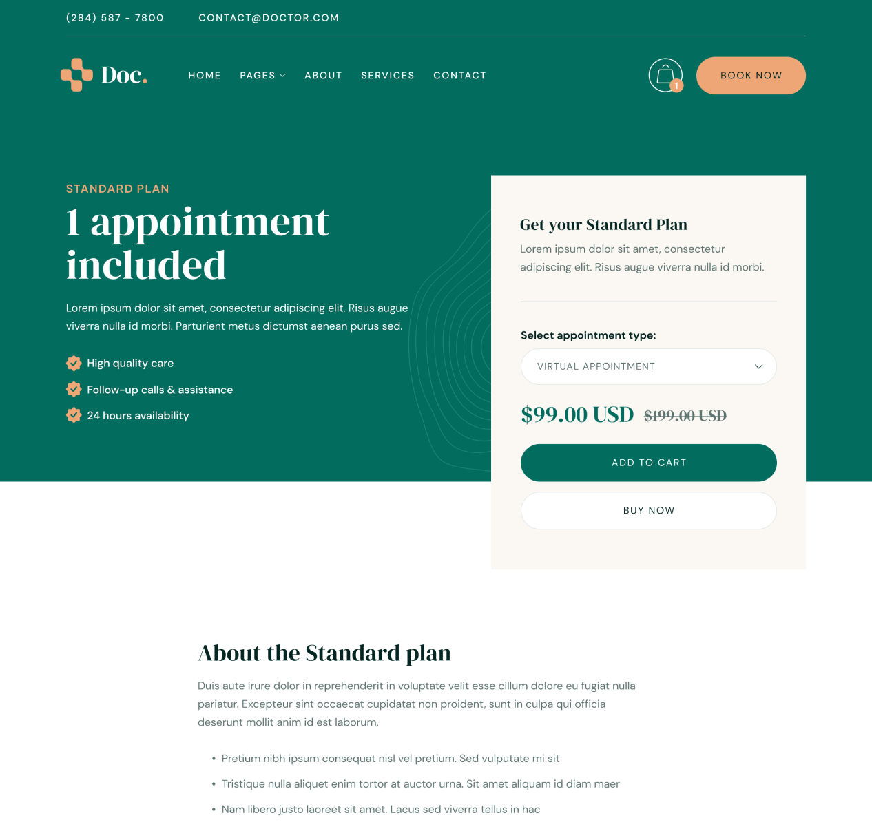 Doc - Plan Single page - Doctor Webflow Template