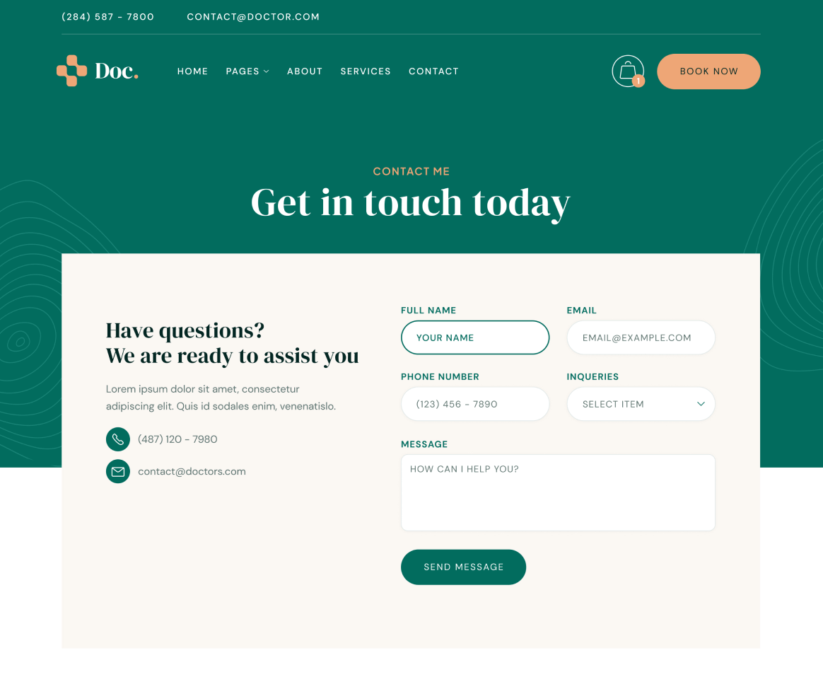 Doc - Contact page - Doctor Webflow Template