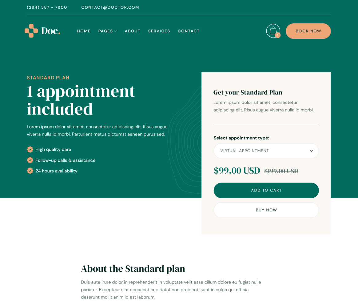 Doc - Plan Single page - Doctor Webflow Template
