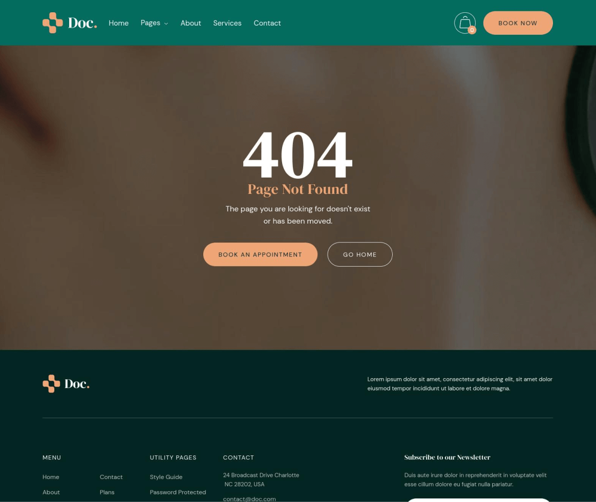 Doc - 404 not found page - Doctor Webflow Template