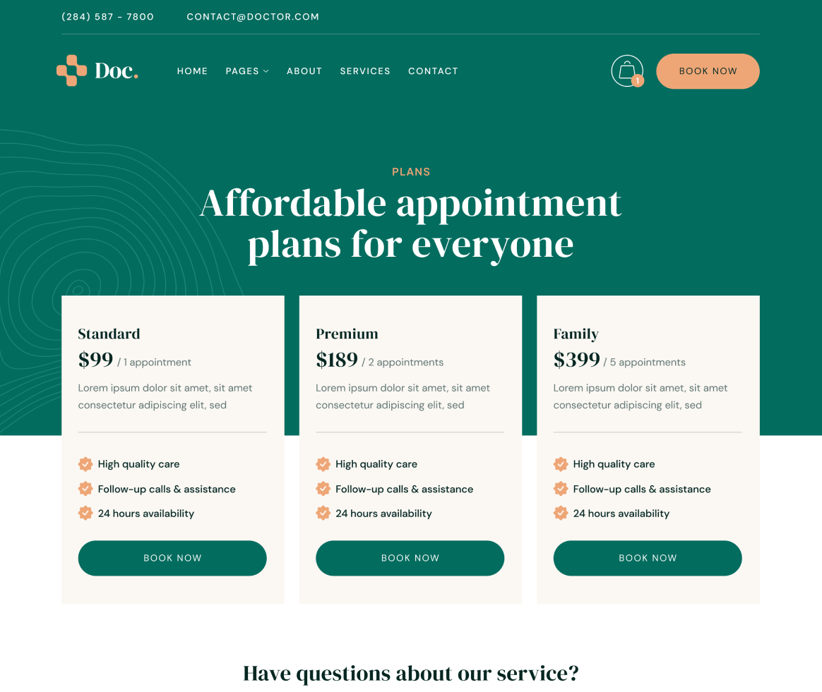 Doc - Plans page - Doctor Webflow Template