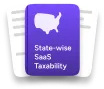 Icon showing a clipboard with a U.S. map and text reading 'State-wise SaaS Taxability'.