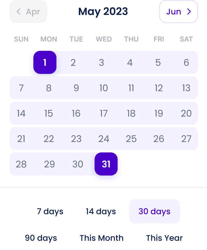Calendar on the checkout page