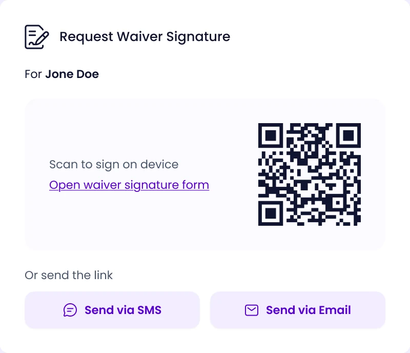 Request waiver signature with QR code