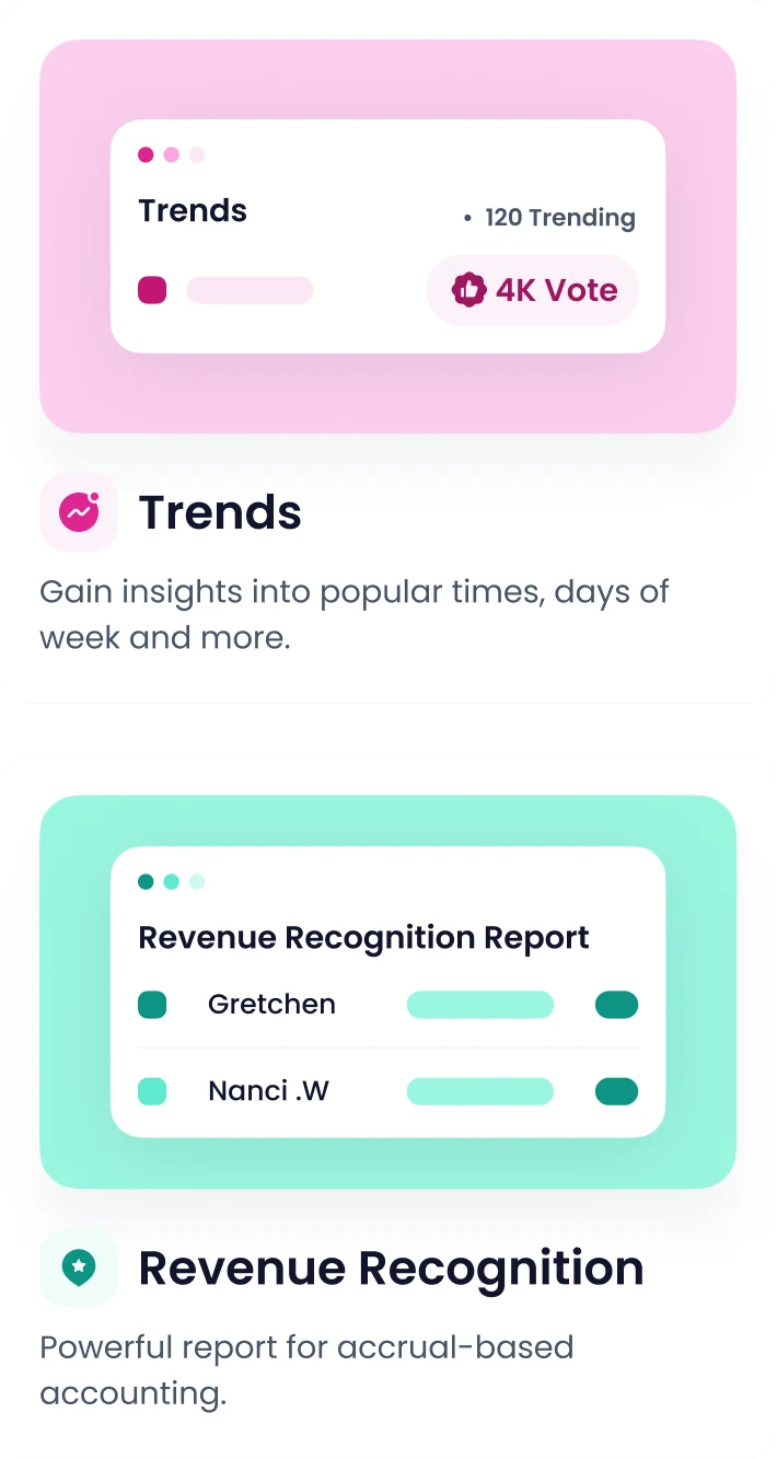 Trends and Revenue Recognition report cards in Occasion