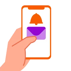 Illustration of an automated email arriving on a phone