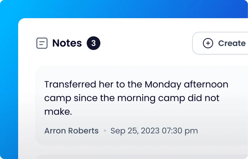 Internal staff notes on a booking in Occasion