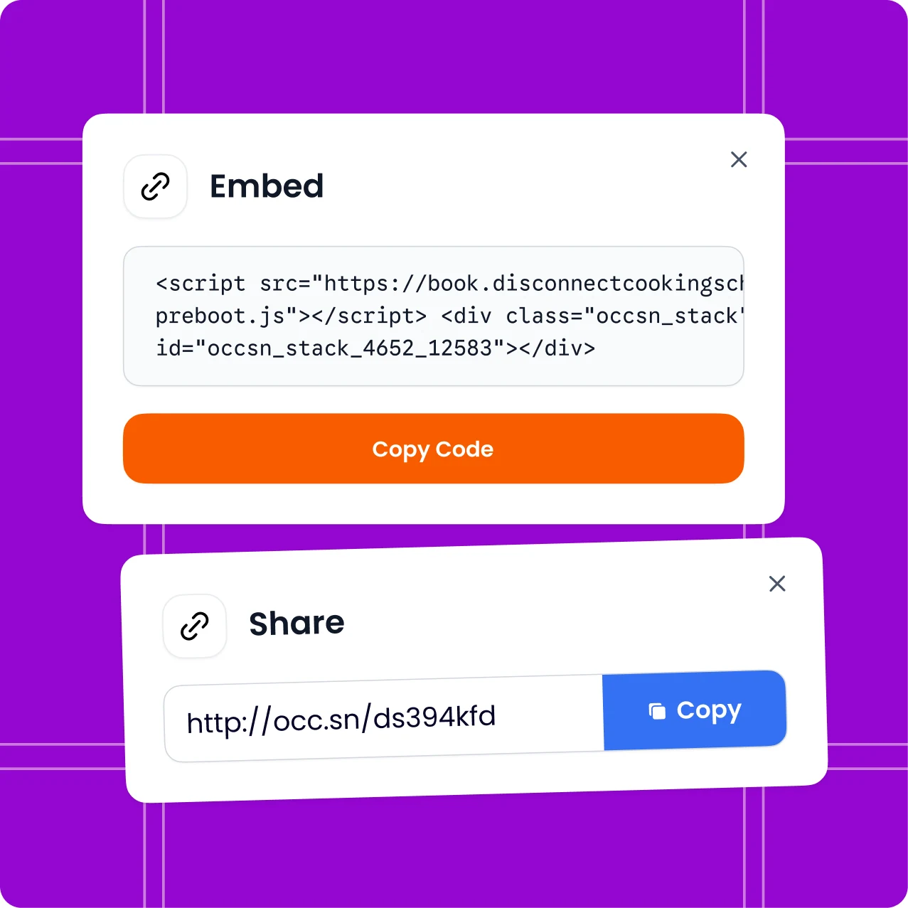 Embed and share your Occasion booking calendar