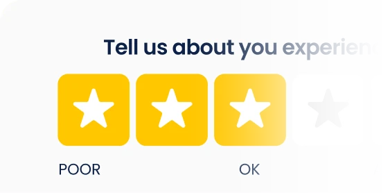 Customer feedback card with a four star rating