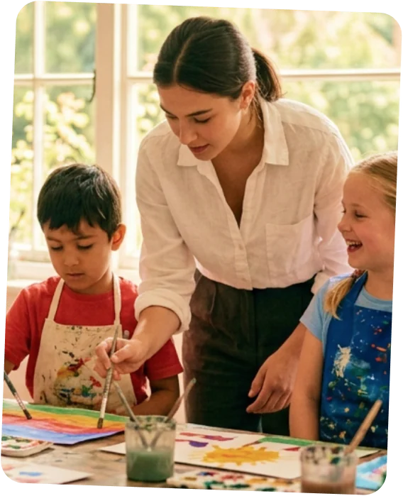 Painting class in a studio