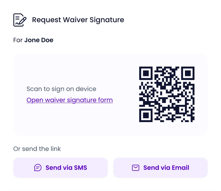Request waiver signature with QR code