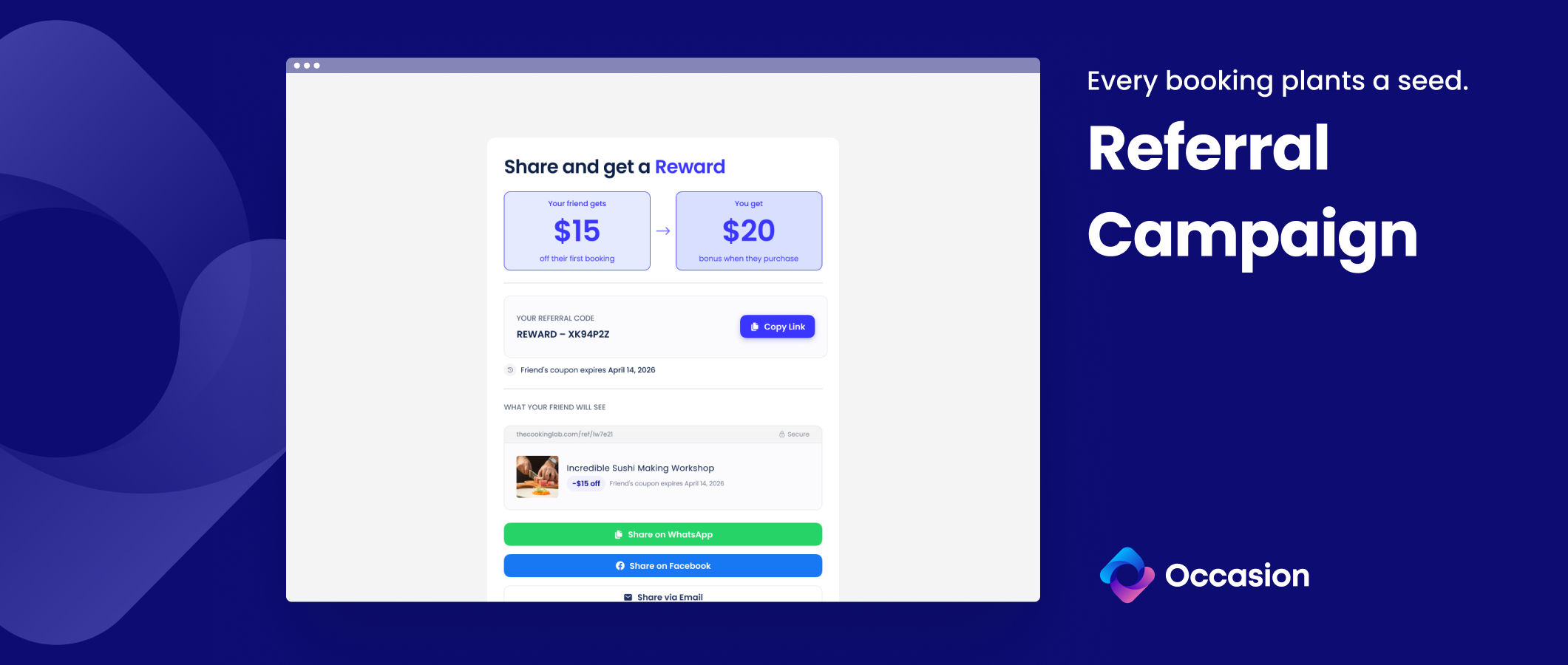 Online booking system for classes and events