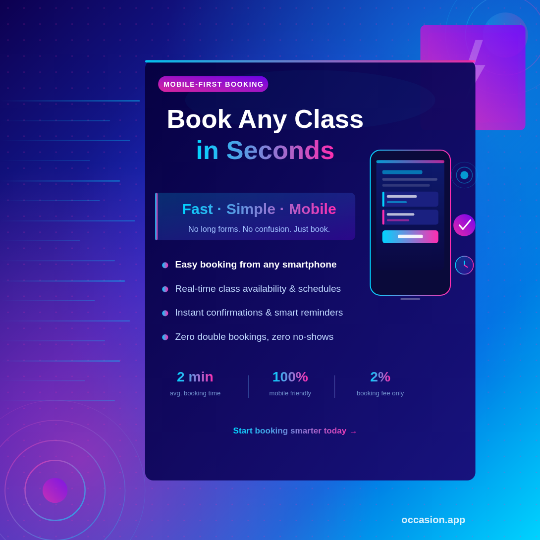 Online booking system for classes and events
