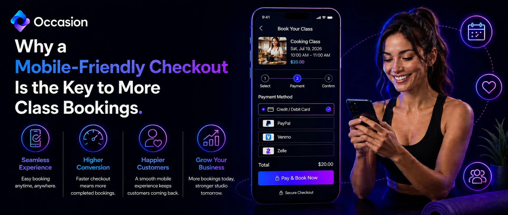 Online booking system for classes and events