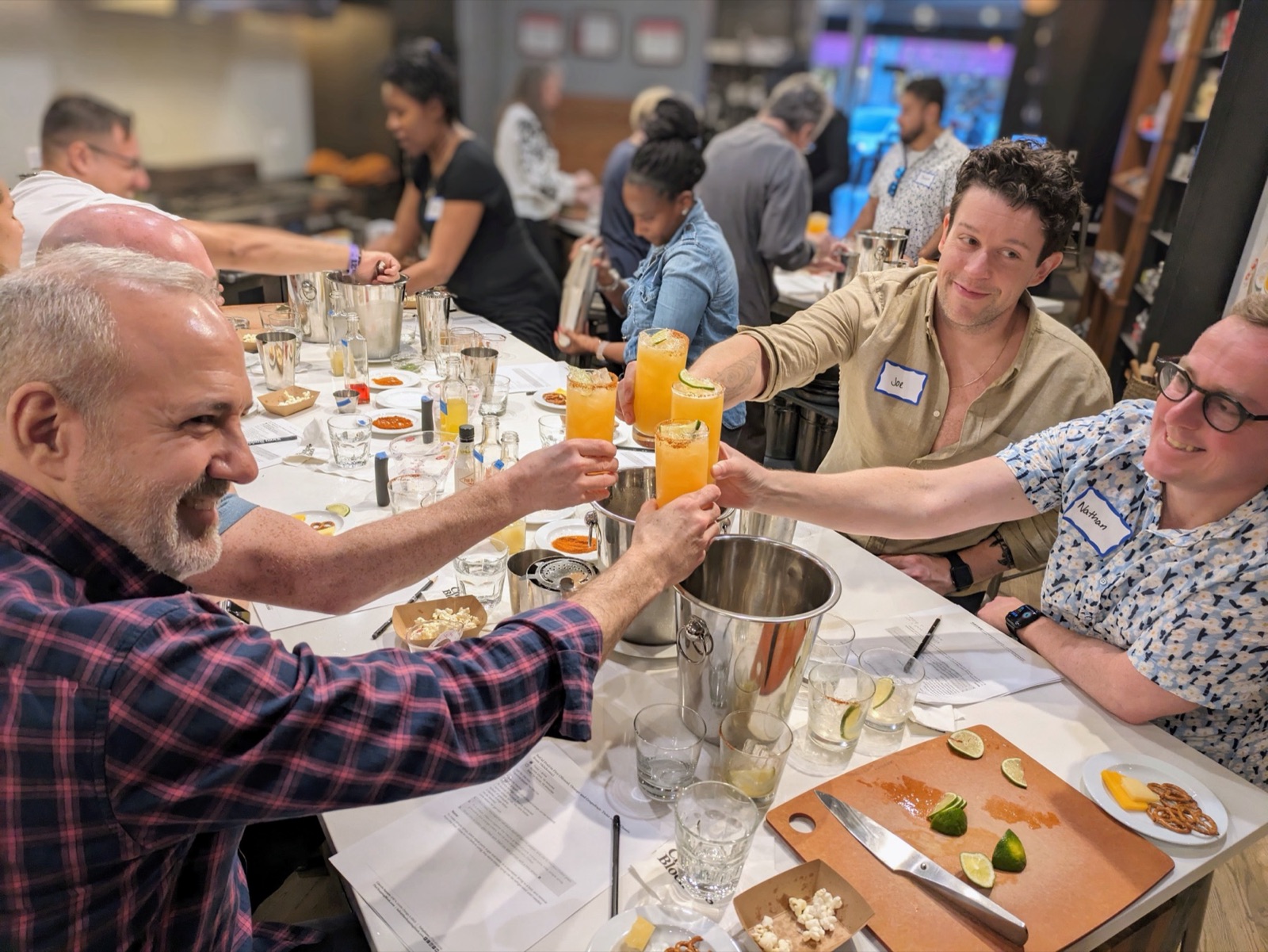 Cocktail class students raise a glass