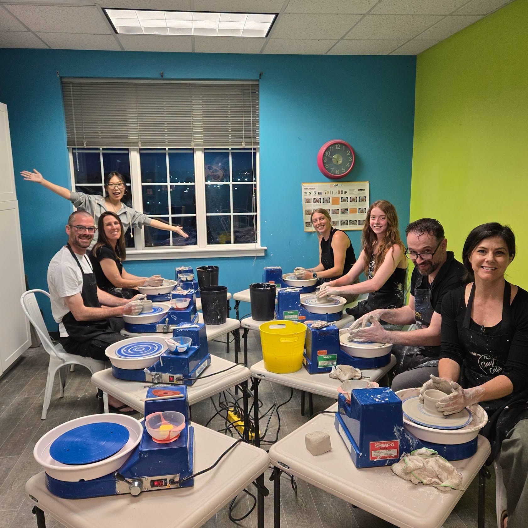A pottery wheel class at Clay Cafe Avalon