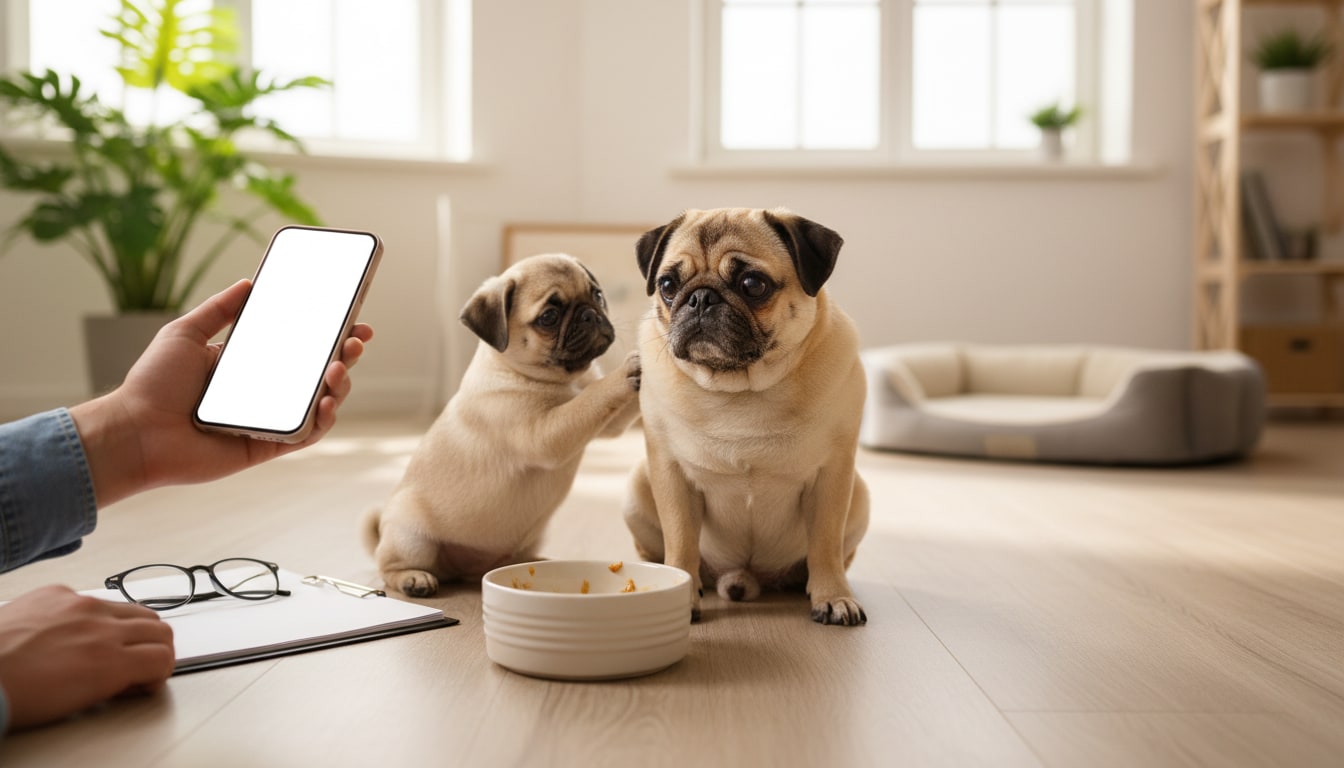 Pug com fome toda hora: comportamento, gula ou alimentação inadequada? — Quando consultar um veterinário