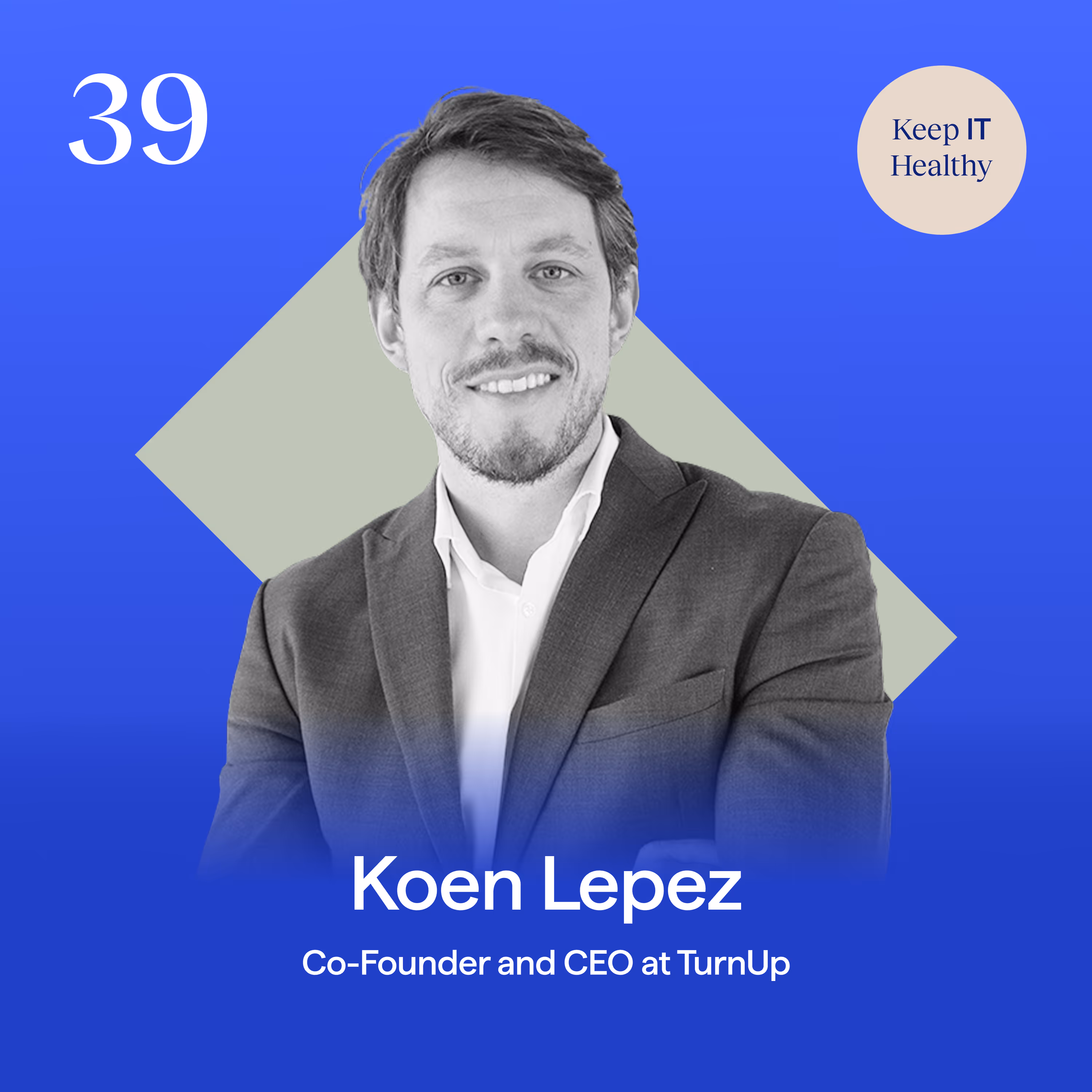 Keep IT Healthy podcast promotional image featuring Koen Lepez discussing technology solutions for reducing clinic no-shows, with purple background and Momentum branding.