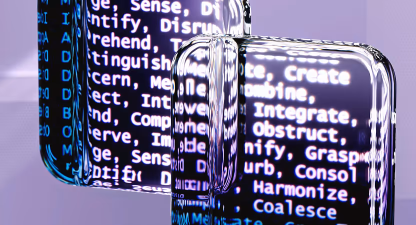 Glass capsules with reflected AI system commands, highlighting data processing, reasoning loops, and safe AI design in healthcare apps.