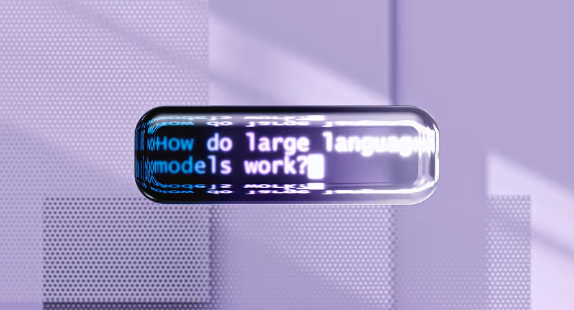 Close-up of a digital capsule with the question 'How do large language models work?' glowing on the surface, symbolizing AI comprehension in healthcare applications.