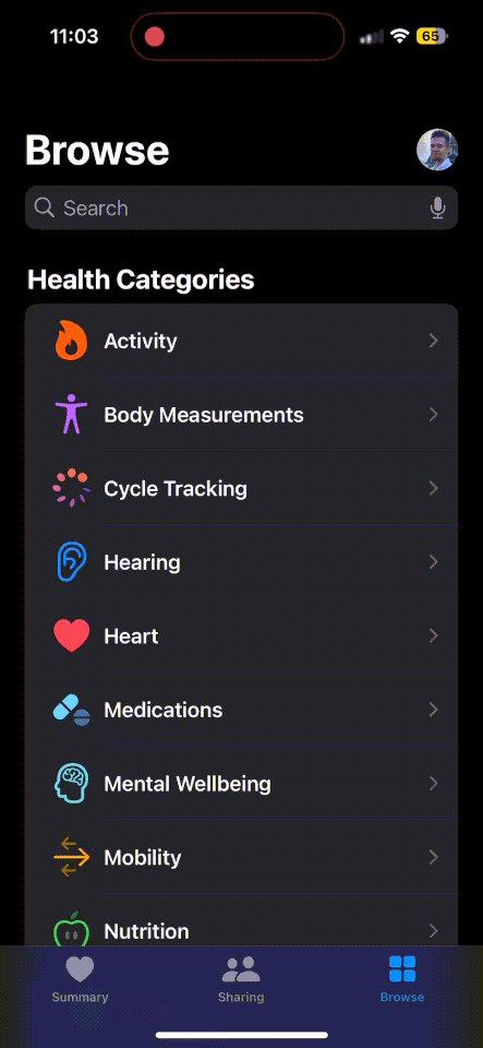 a gif showing how to export xml data from your apple health device