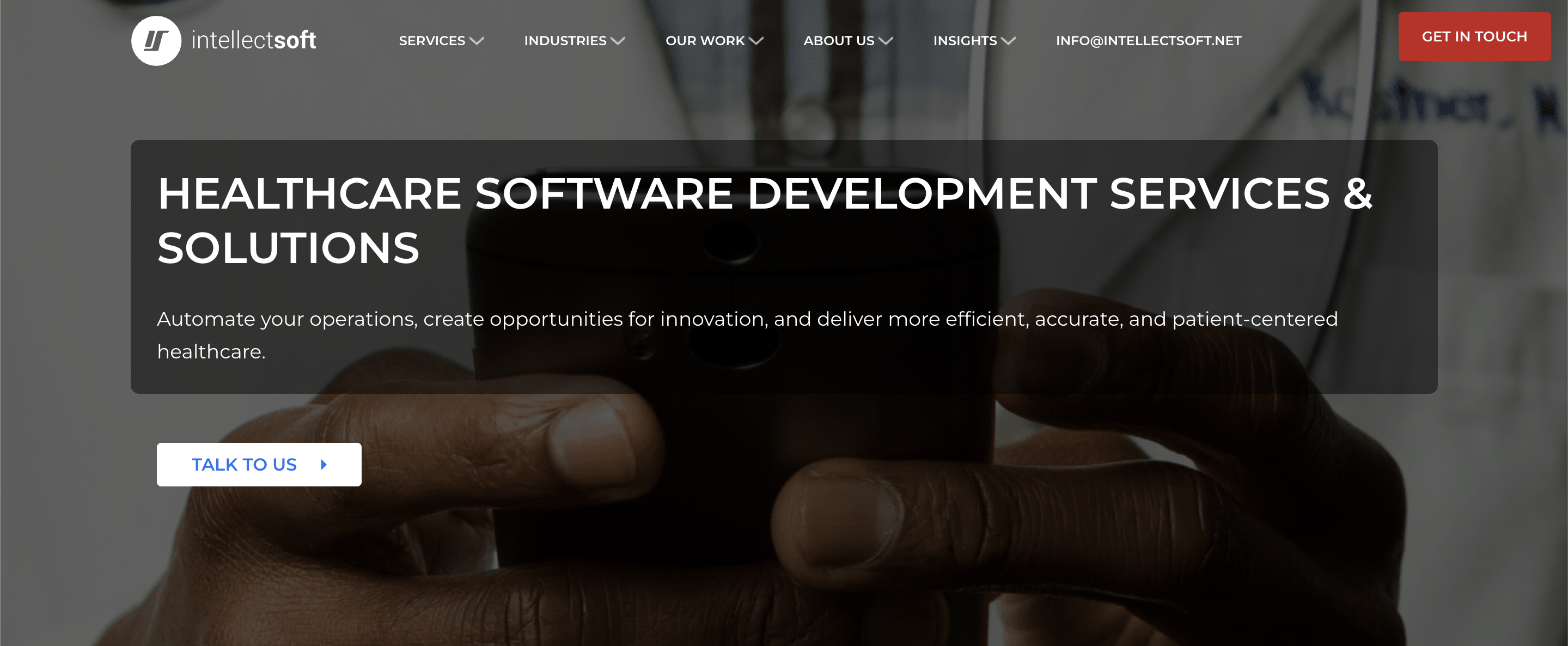 Intellectsoft healthcare software development services screenshot