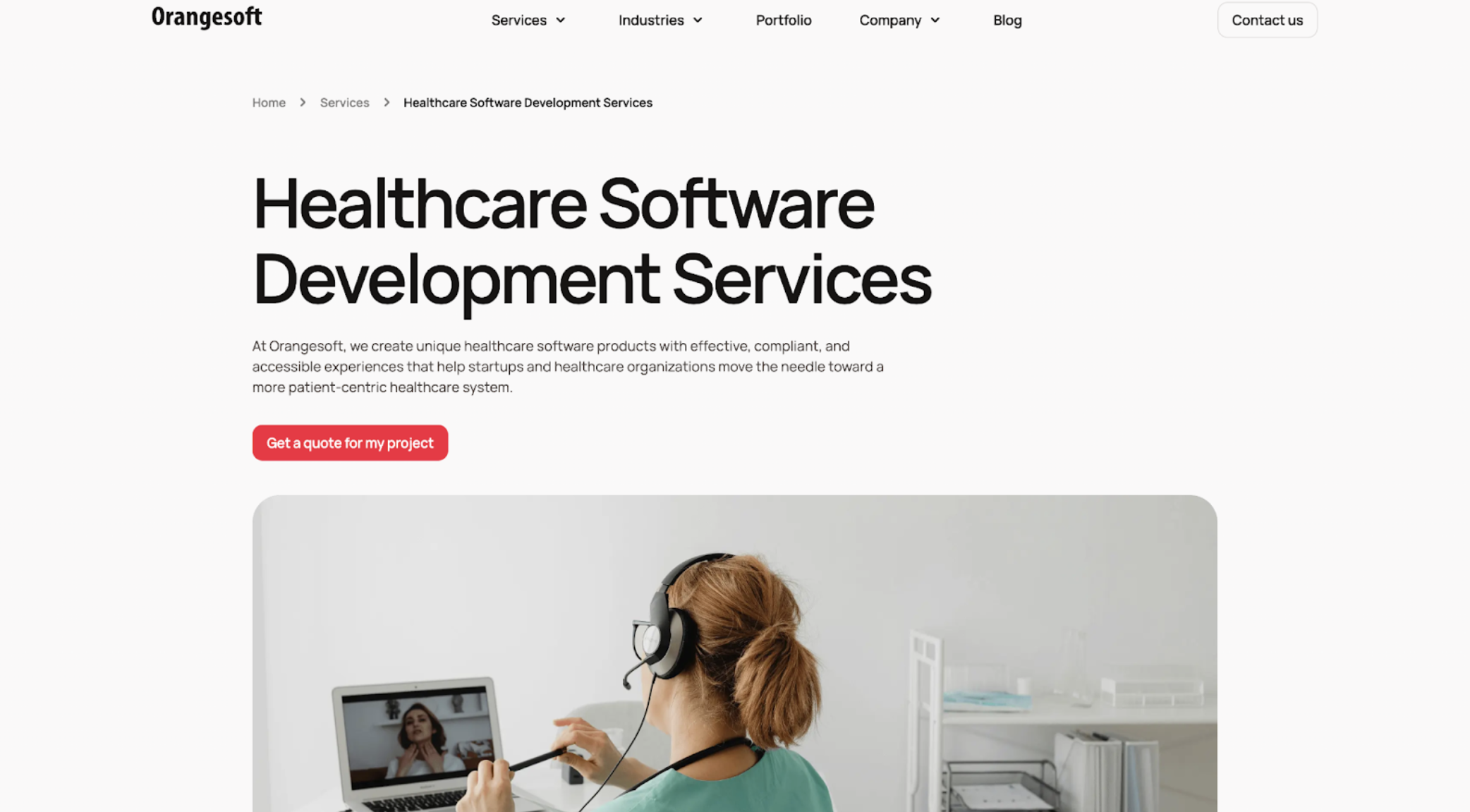 Screenshot showing Orangesoft healthcare software development - telehealth platform enabling remote patient consultations