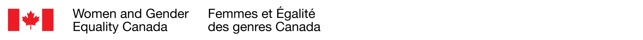 Canadian flag next to the text Women and Gender Equality Canada and its French translation Femmes et Égalité des genres Canada.