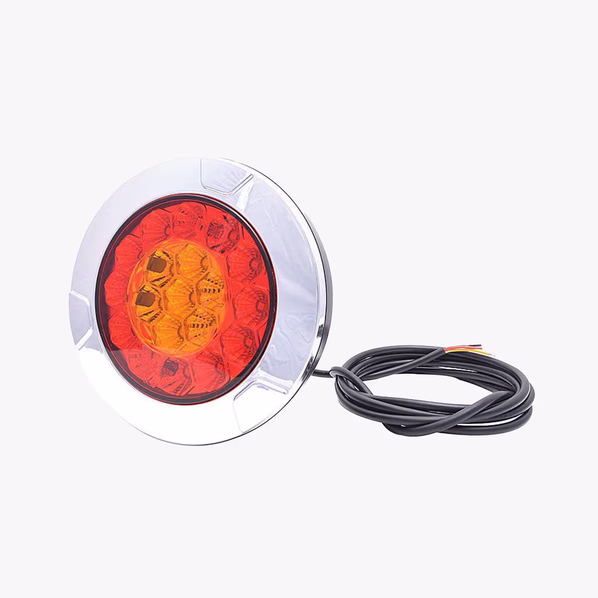 12-24V LED Round 3 Function Rear Light with Chrome Ring