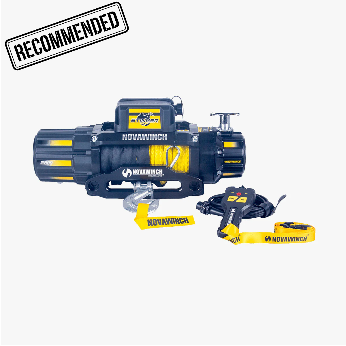 12V 12000lb Electric Winch with Synthetic Rope & Wireless Remote - Stinger12000