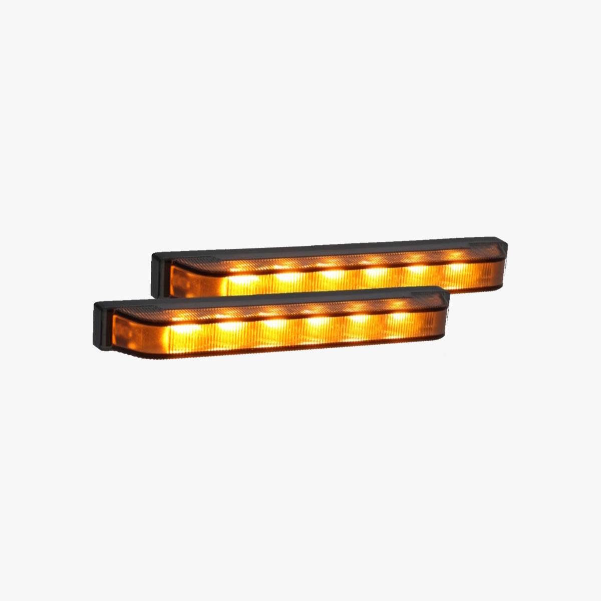 2 x M-LED 12-24V Ultra Narrow Amber Flashers with Junction Box and Smoke Tinted Lens