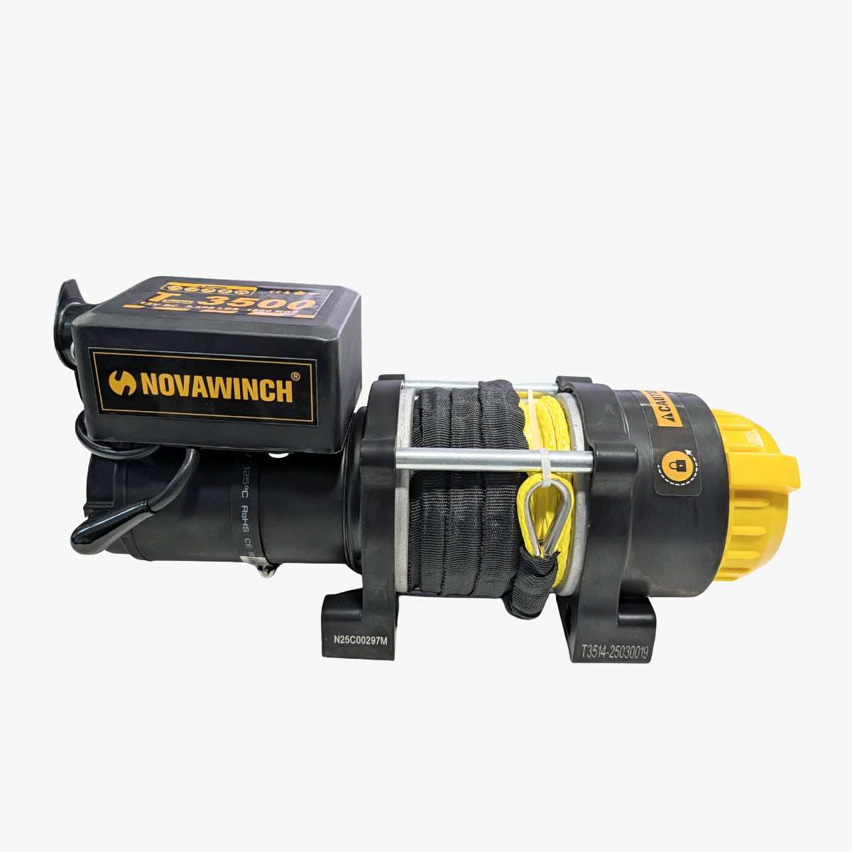 12V 3500lb Small Frame Electric ATV/UTV Winch with Synthetic Rope & Remote - NVT3500